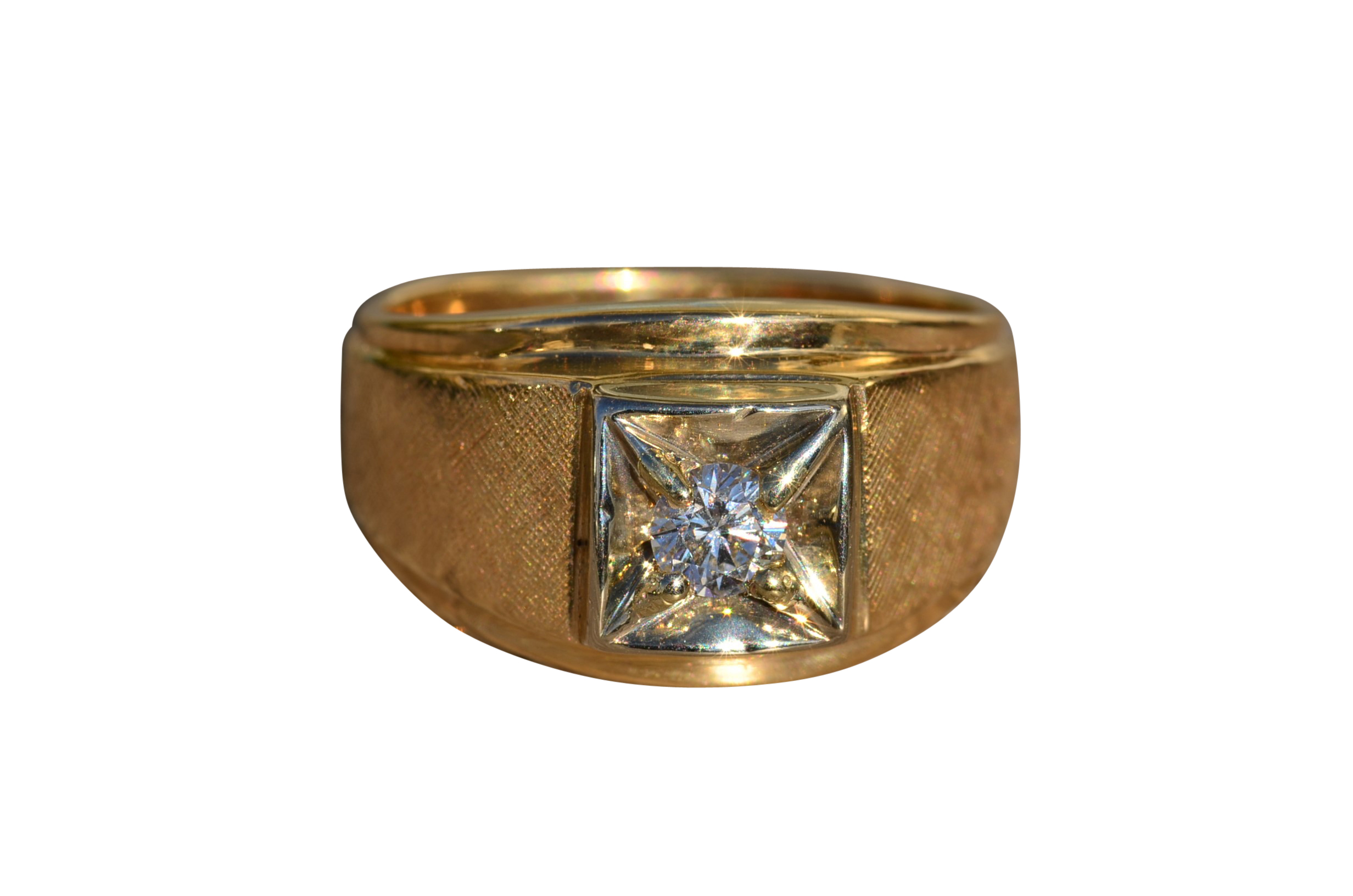 SOLD - The Hadria: Gentleman's Vintage Diamond Ring in 14K Yellow Gold