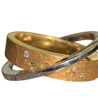 SOLD - The Gryphon:  Men's Two Tone 14K Helix Ring set with Diamonds