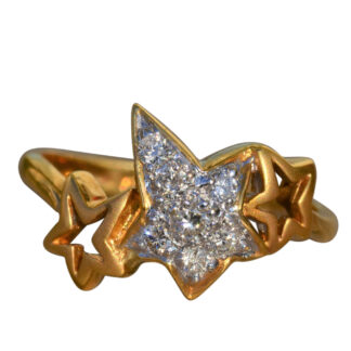 SOLD - The Helia:  Ladies 18K Contemporary Shooting Star Ring set with Diamonds