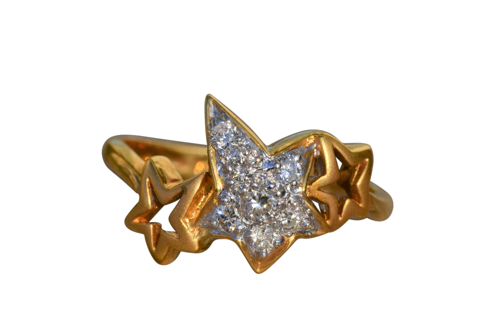 SOLD - The Helia: Ladies 18K Contemporary Shooting Star Ring set with Diamonds