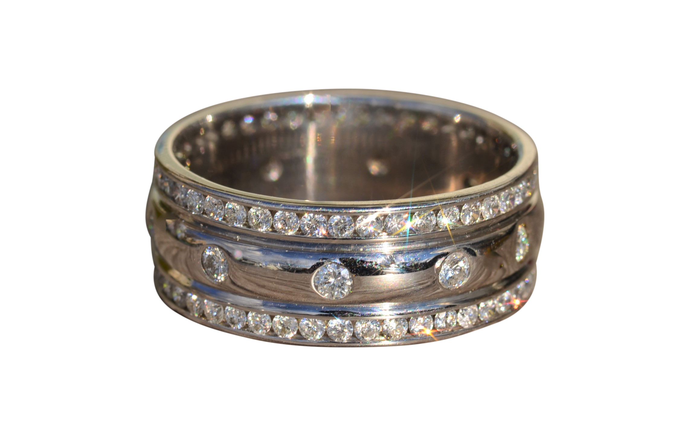 The Irida: Ladies 14K Wide Diamond Eternity Band