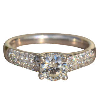 The Lydian:  Ladies 14K White Gold and Diamond Engagement Ring