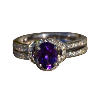 The Keltie:  Ladies Signed Hearts on Fire Amethyst and Diamond Engagement Ring