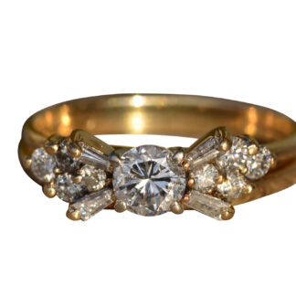 SOLD - The Moira:  Ladies Signed R Star 14K Gold and Diamond Engagement Ring