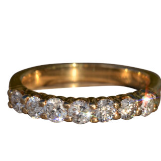 The Struan:  Ladies Shared Prong Diamond Partway Eternity Band in 14K Gold