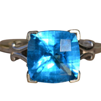 The Hemi:  Ladies Contemporary Checkerboard Cut Topaz Ring in 14K