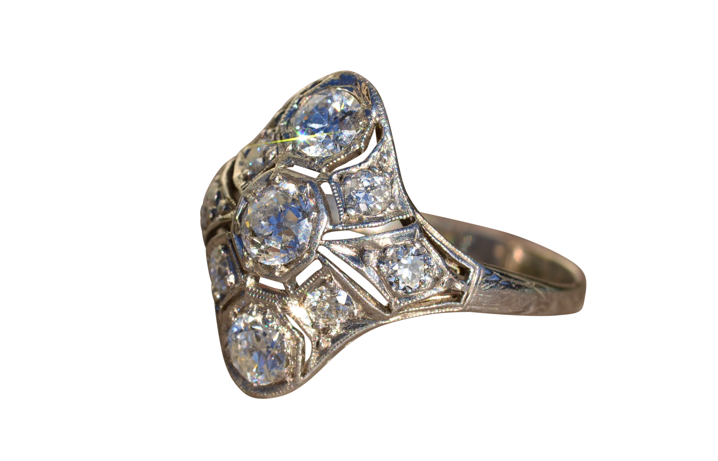 SOLD - The Faina: Ladies Antique Edwardian Diamond Ring in 18K