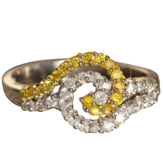 The Gasha:  Ladies Contemporary Diamond Double Swirl Ring in 14K