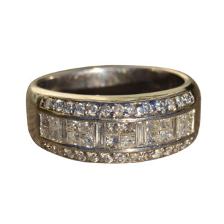 SOLD - The Alodia: Ladies Contemporary Wide Diamond Band in 14K White Gold