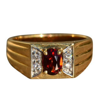 The Dulcino:  Gentleman's 14K Garnet and Diamond Ring