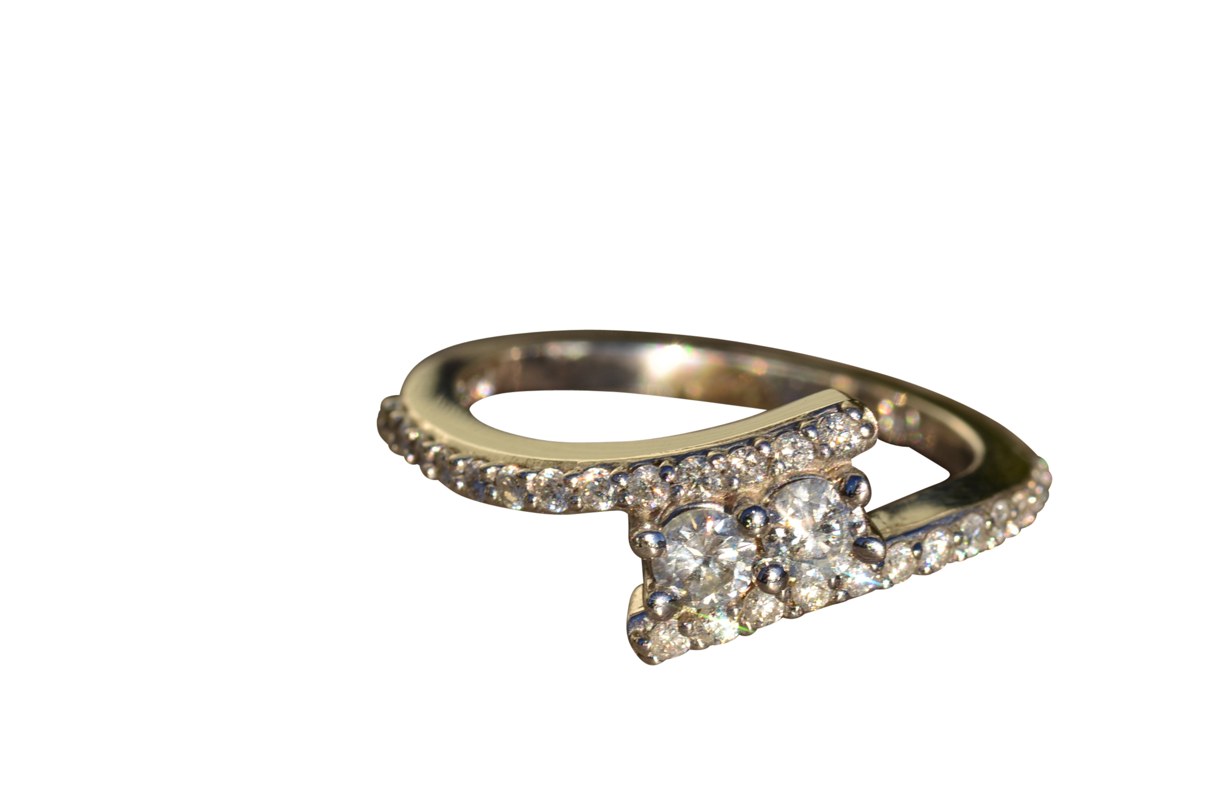 The Elidia: Ladies 14K Two Stone Diamond Bypass Ring