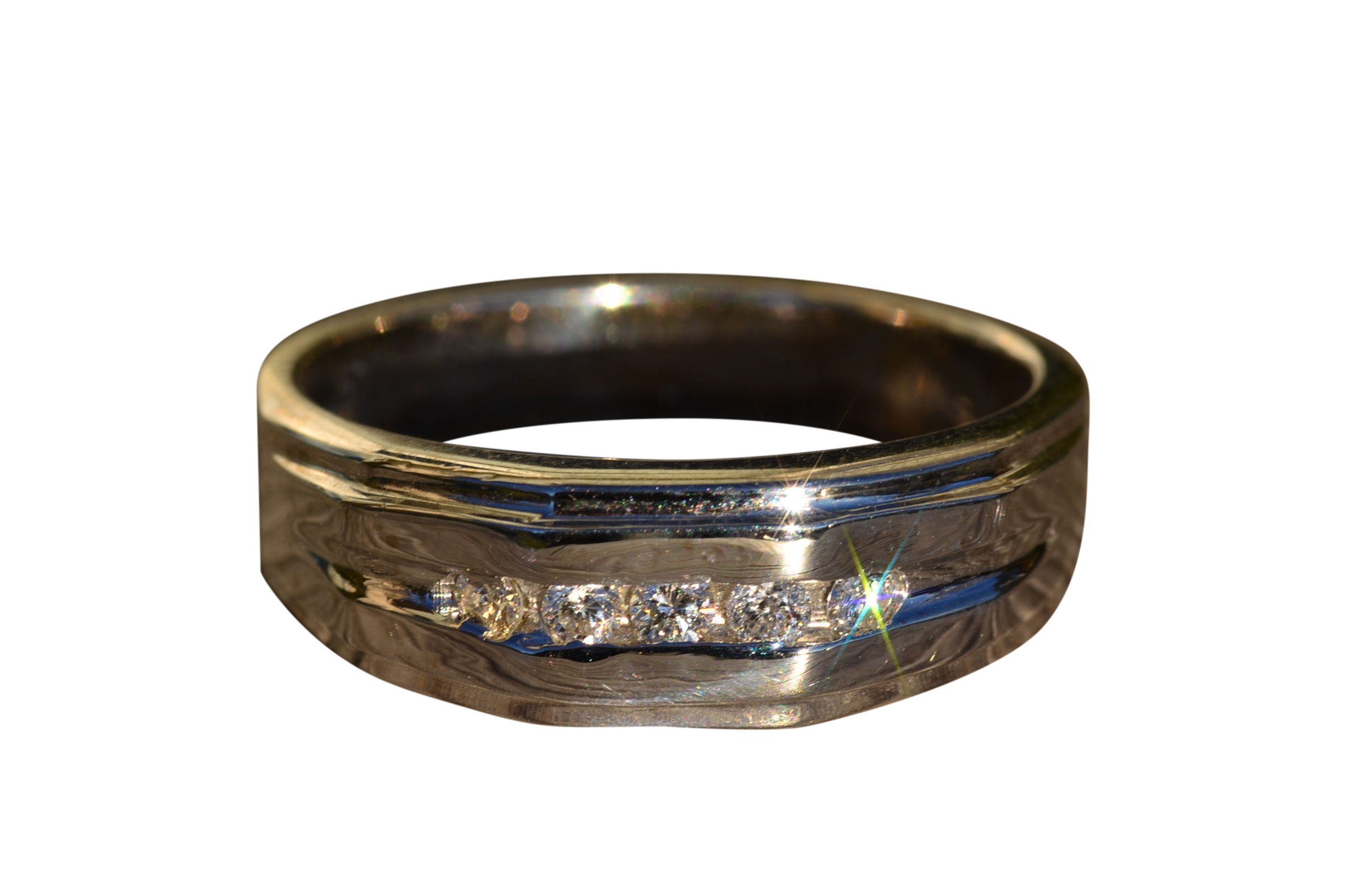SOLD - The Jarlan: Gentleman's 14K Diamond Wedding Band