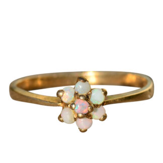 The Ovid:  Ladies Vintage Petite Australian Opal Ring in Yellow Gold