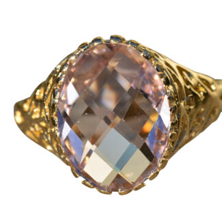 The Quintessa:  Impressive Ladies Morganite Cocktail Ring in 14K Gold