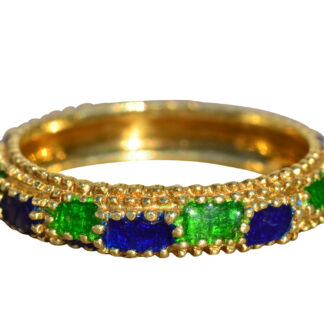 SOLD - The Maida:  Ladies Signed Cartier Enamel Eternity Band in 18K Gold