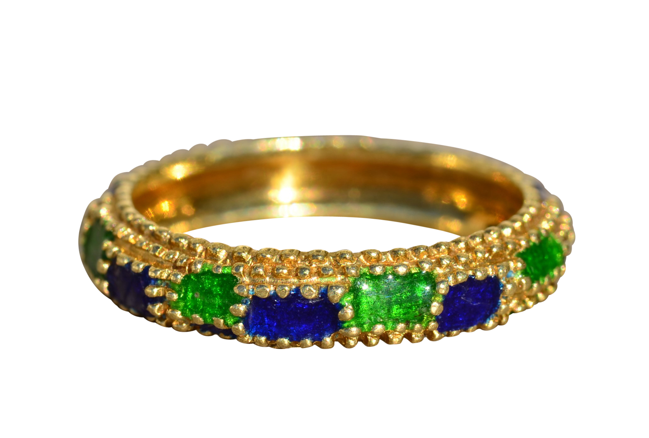 SOLD - The Maida: Ladies Signed Cartier Enamel Eternity Band in 18K Gold