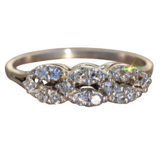 The Talleen:  Ladies Antique Diamond Band in 14K White Gold