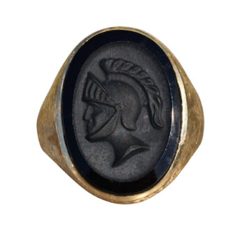 SOLD: The Maori:  Massive Men's Vintage Onyx Intaglio Ring in 14K Gold