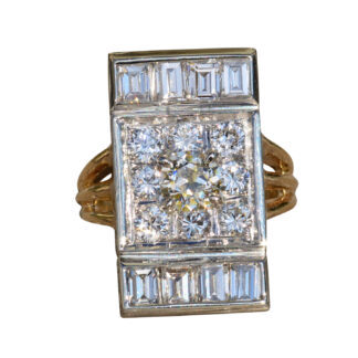 The Analia:  Ladies Antique Two Tone Diamond Ring in 14K