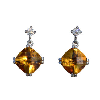 The Ninettas:  Ladies Contemporary Citrine and Diamond Drop Earrings