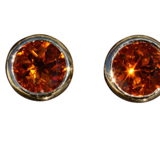 SOLD - The Ramondas:  Ladies Bezel Set Citrine Stud Earrings in 14K