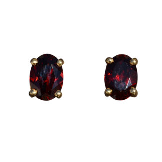 The Latorias:  Ladies Oval Garnet Stud Earrings in 14K Gold