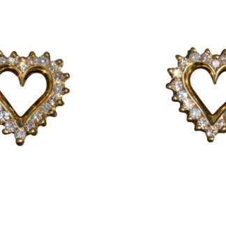 The Avalbanes:  Ladies 14K Diamond Heart Stud Earrings
