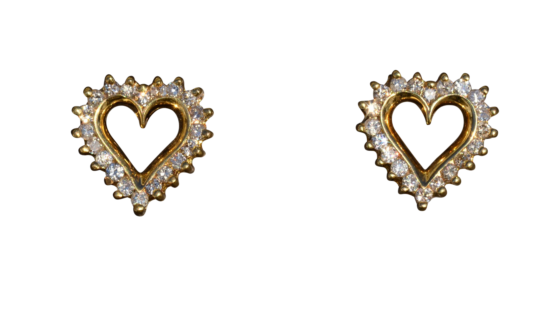 The Avalbanes: Ladies 14K Diamond Heart Stud Earrings