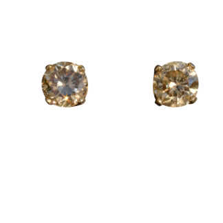 Ladies 14K Yellow Gold 0.85 CTW Champagne Diamond Stud Earrings