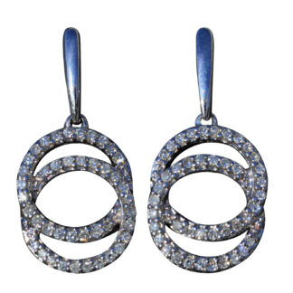 The Francines:  Ladies 14K White Gold and Diamond Dangler Earrings