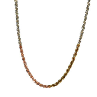 SOLD - Ladies 14K Tricolor Twisted Rope 18 Inch Chain