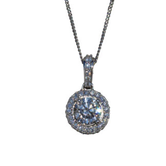 The Giada:  Ladies Contemporary Diamond Halo Necklace in 14K