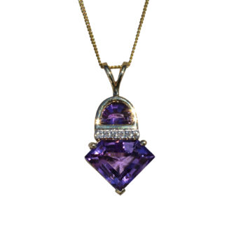 The Livia:  Ladies Contemporary Amethyst and Diamond Necklace in 14K