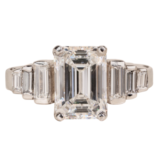 The Emerald Radiance: 2 Carat Emerald Cut Diamond Ring in Platinum