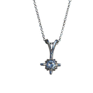 SOLD - The Hadley:  Ladies Vintage 14K Solitaire Diamond Necklace