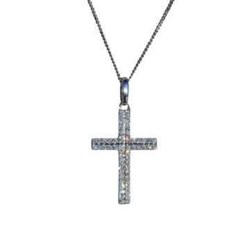 The Gemma:  Ladies 14K White Gold Diamond Cross Necklace