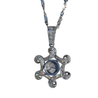 SOLD - The Jovial:  Ladies 14K White Gold Happy Diamond Style Necklace