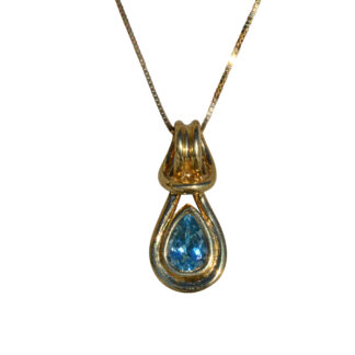The Jayla:  Ladies 14K Gold Knot Necklace set with Pear-Shaped Topaz