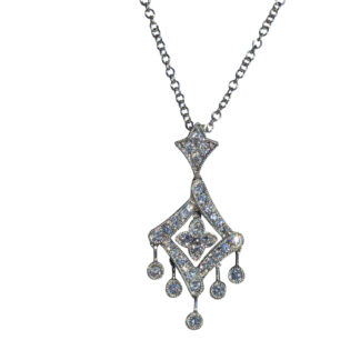The Vivienne:  Ladies 18K White Gold and Diamond Drop Necklace