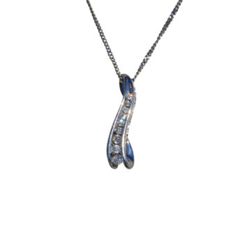 SOLD - The Gracelyn:  Ladies 14K White Gold and Diamond Drop Necklace
