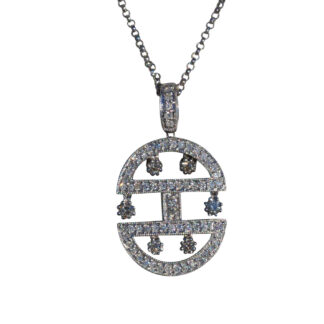 The Amarina:  Ladies Contemporary 14K White Gold and Diamond Necklace