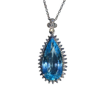 The Allesandra:  Ladies Impressive Topaz and Diamond Necklace in 14K