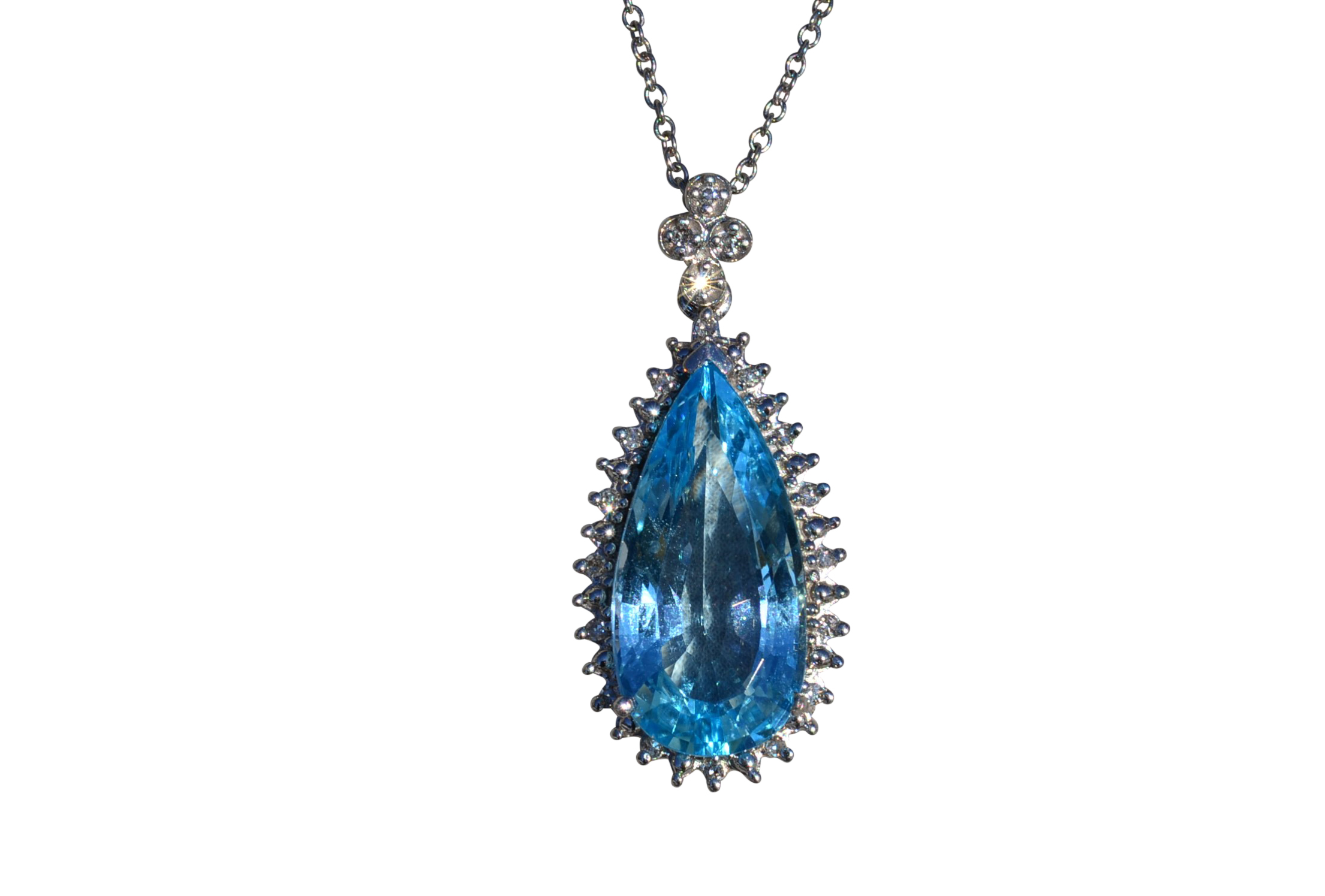 The Allesandra: Ladies Impressive Topaz and Diamond Necklace in 14K