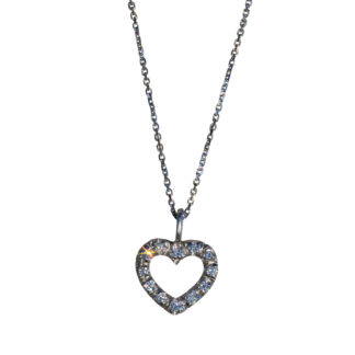The Nylah:  Ladies 14K White Gold Diamond Heart Necklace