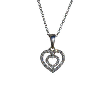 The Emely:  Ladies 14K Double Heart Diamond Necklace
