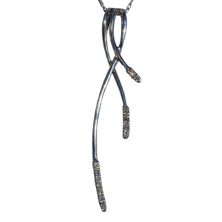SOLD - The Jimena:  Ladies 10K White Gold Knotted Style Pendant set with Diamonds