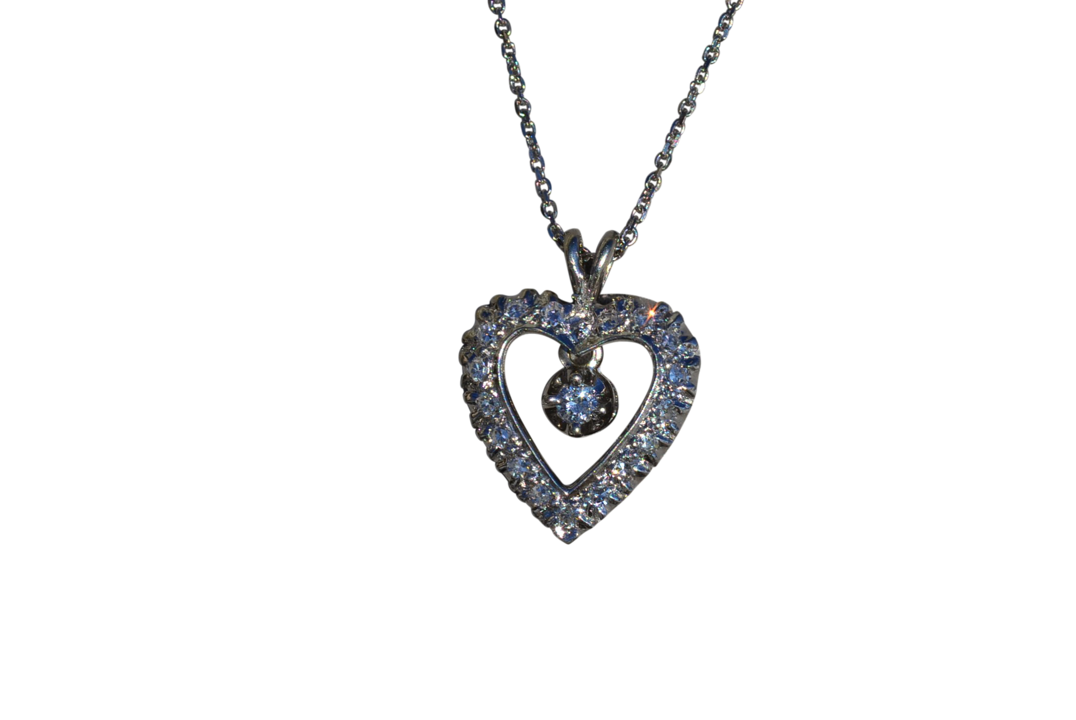 The Nayeli: Ladies Contemporary Diamond Heart Necklace in 14K