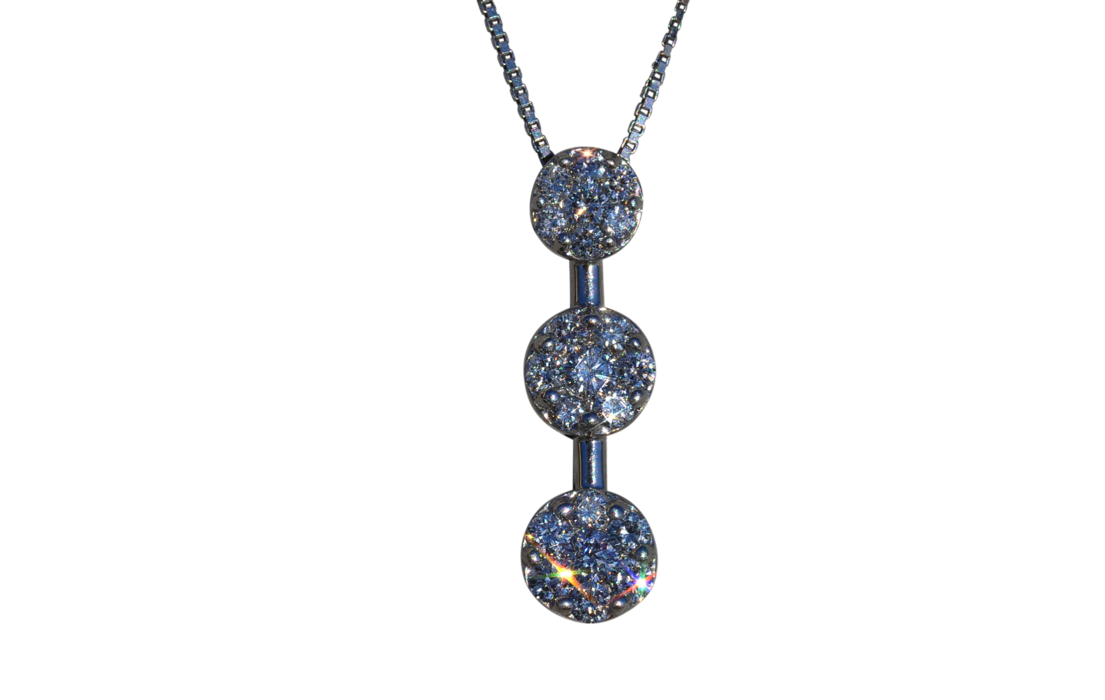The Sarai: Ladies Invisible Set Diamond Drop Necklace in 14K