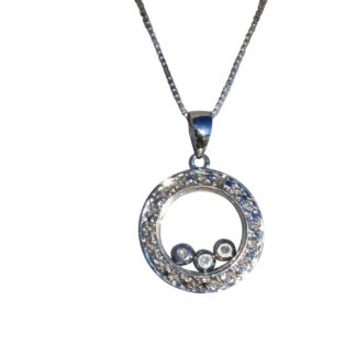 The Felicias: Ladies Happy Diamond Style 14K Round Necklace