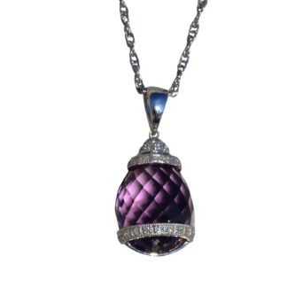 The Ivanna:  Ladies Bold Amethyst and Diamond Necklace in 14K